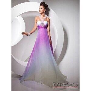 Tony Bowls Paris Ombre Chiffon Gown 113714 Lavender Ombre